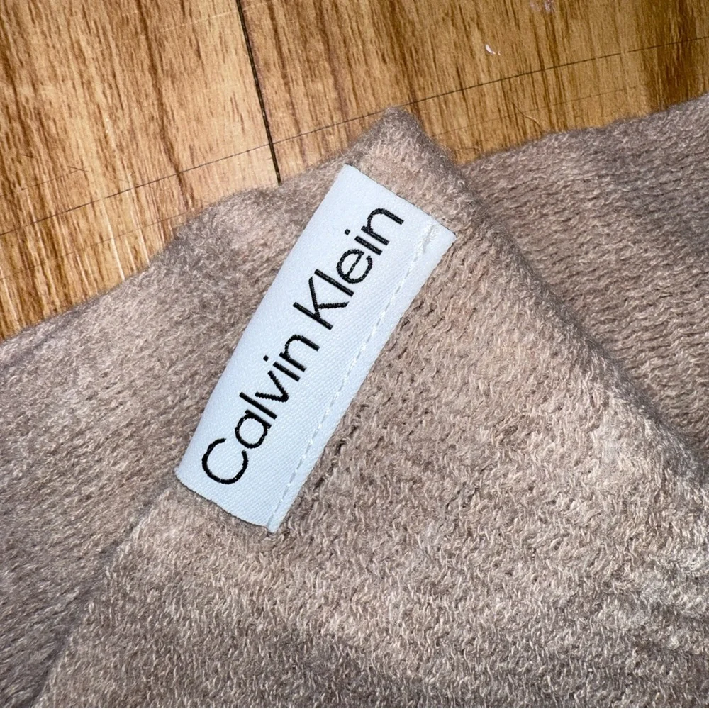 Calvin Klein Beige Almond Acrylic Woven Scarf Women One Size